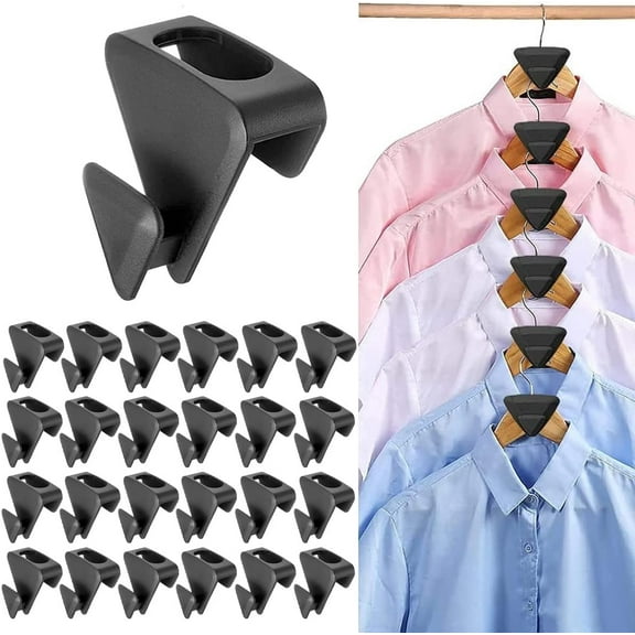 New Space Triangles AS-SEEN-ON-TV Premium Hanger Connector Hooks, 24Pcs Space Saving Hanger Hooks for Organizer Closet, Heavy Duty Cascading Clothes Hanger Hooks Fits All Types of Hangers, 2 in.