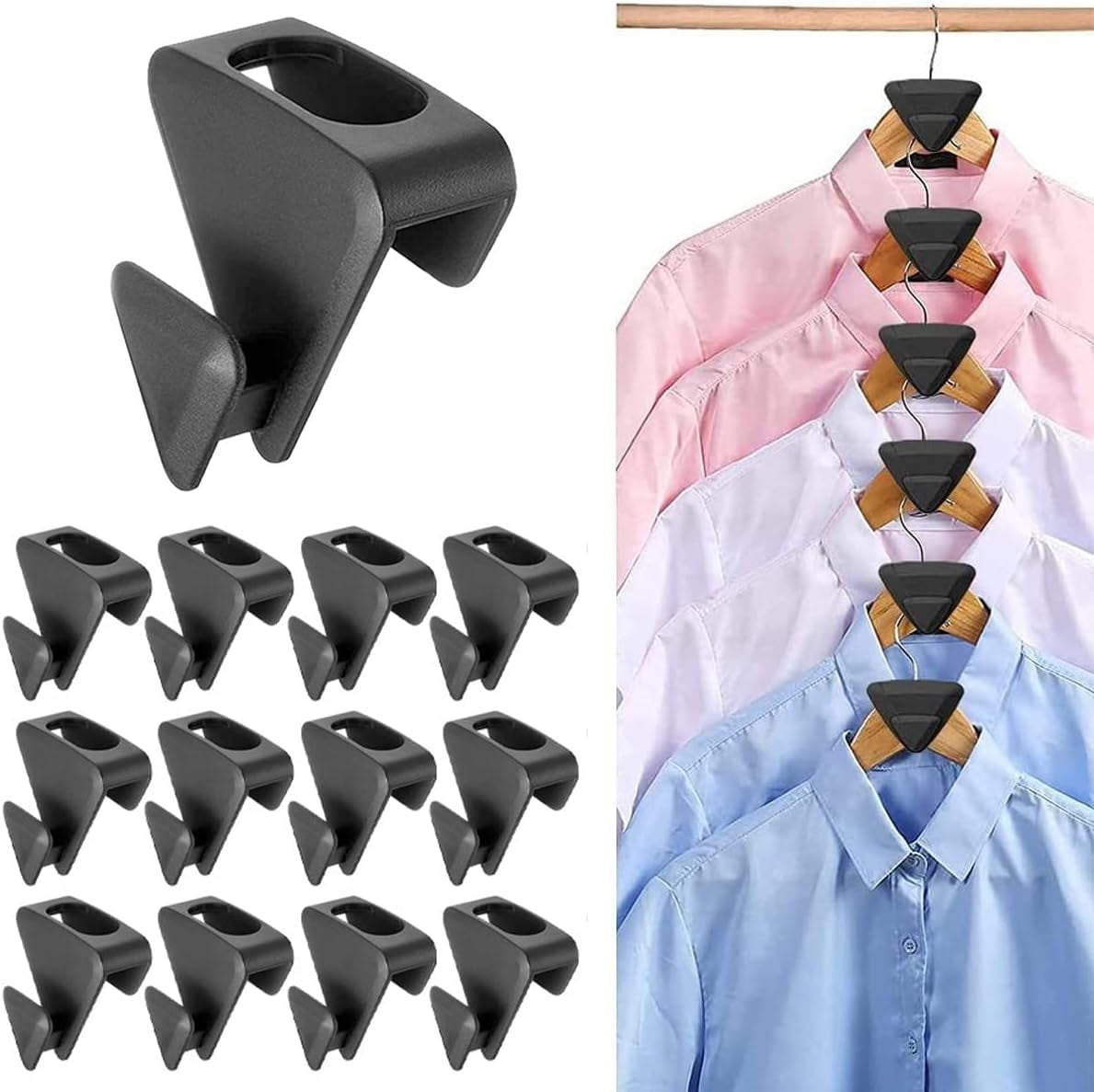 New Space Triangles Premium Hanger Connector Hooks, 12Pcs Space Saving Hanger Hooks for