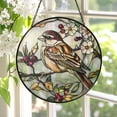 thumbnail image 1 of New Sparrow Stained Glass Suncatcher, Charming Sparrow Glass Flowers Window Decor, Bird Window Hanging, Bird Lover Gifts, Gift For Grandma Mom, 1 of 4