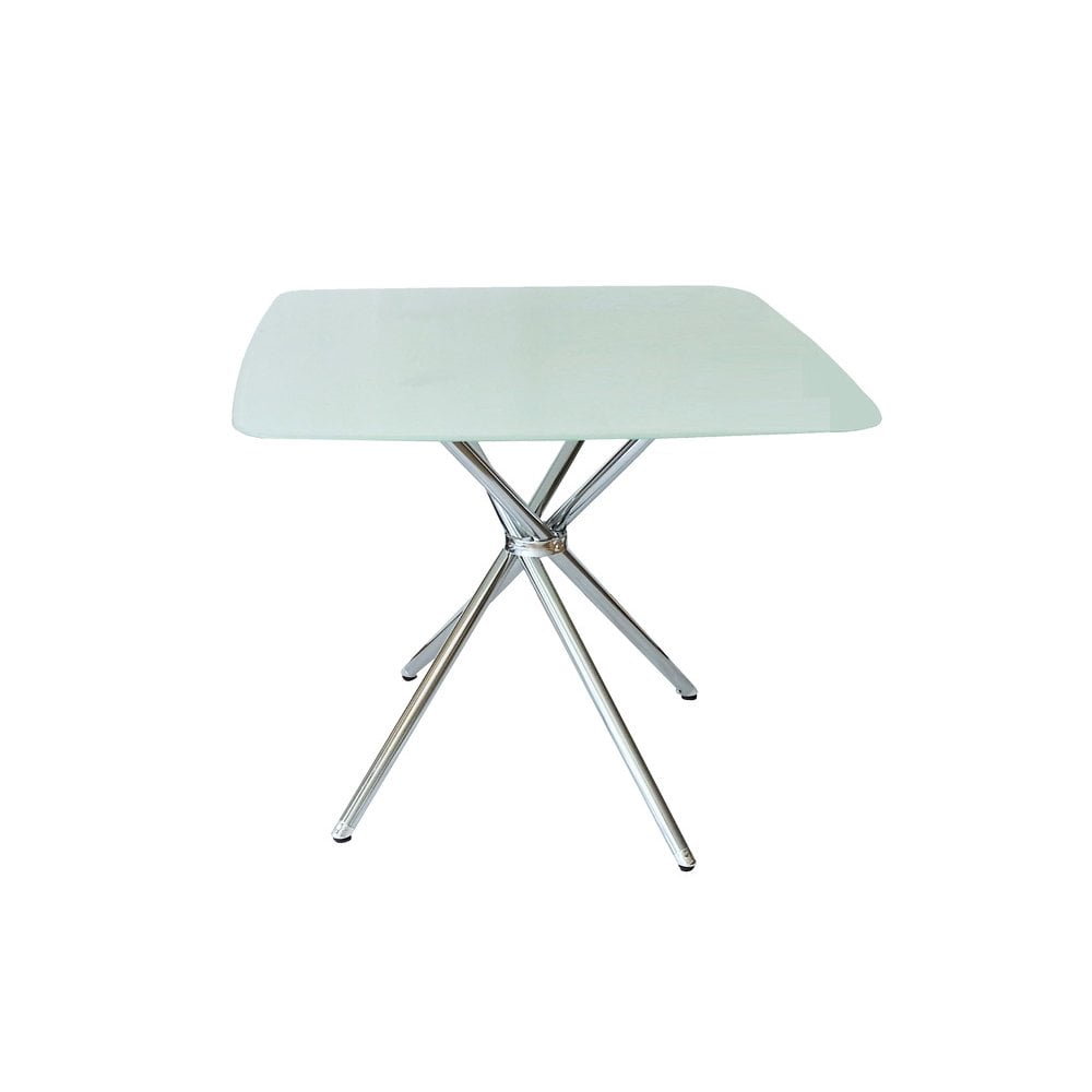 Contemporary 36" Chrome Square Frosted Glass Dining Table