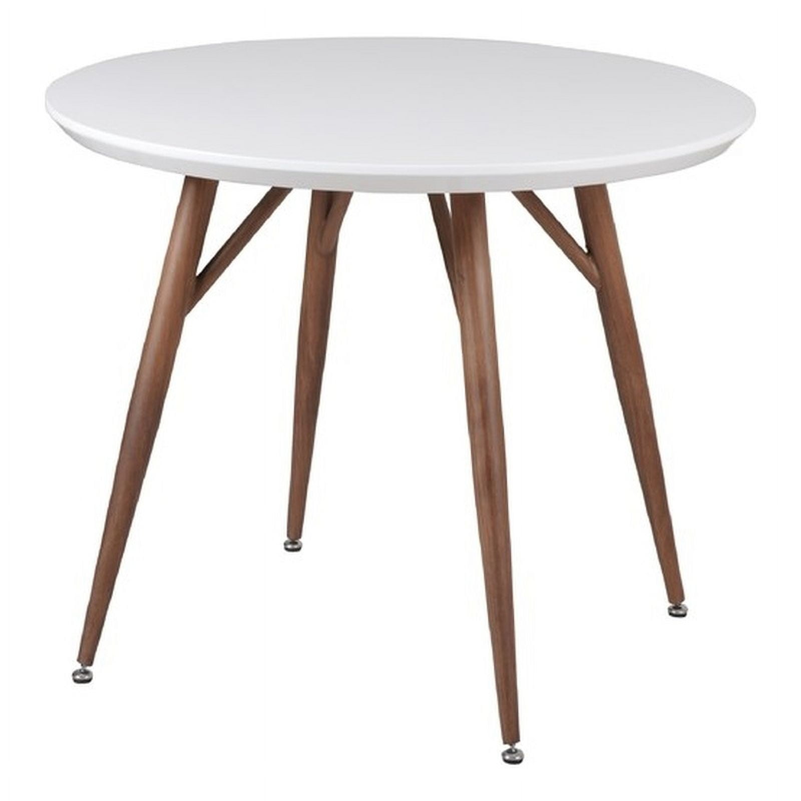 New Spec 42" Round Glossy Dining Table Metal Painting Wooden In White ...