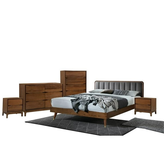 New Spec 5PC Rosa Queen Bedroom Set in Walnut and Gray