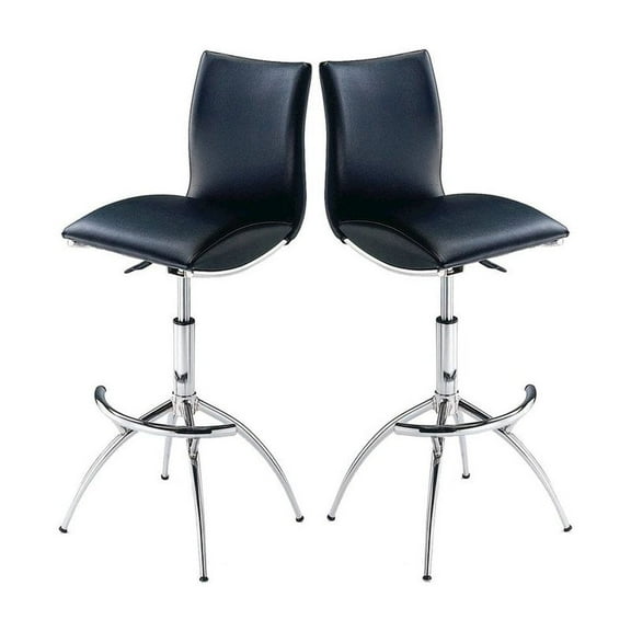 New Spec Furniture 30". Standard Metal Frame Bar Stool With Faux Leatherette Set Of 2 In Black