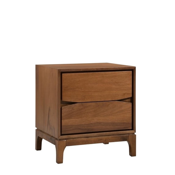 New Spec Monte Rosa 2 Drawer Wood Night Stand in Walnut