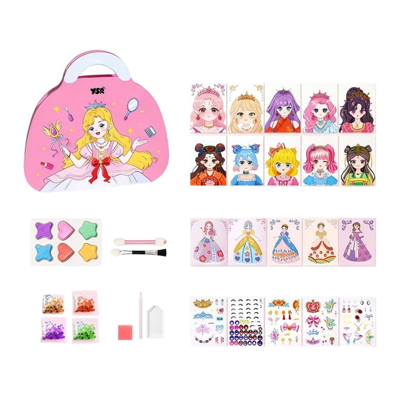 New Special Princess Makeup Craft Kits Foil Art Books Play Paper, Diy Paper Makeup Activity Art Craft Kits With 20-Page Princess Makeup Stickers And 6 Magic Princess Bags, For
