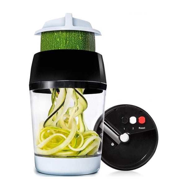 New Spiral Slicer Spiralizer Vegetable Cutter Zucchini Pasta Noodle Spaghetti Maker - Black with container
