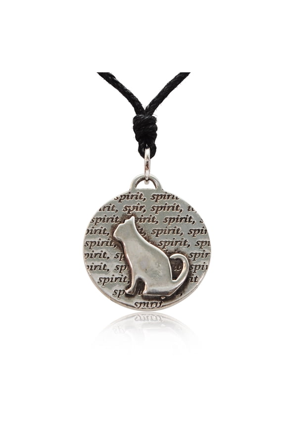 New Spirit Cat Kitten Silver Pewter Charm Necklace Pendant Jewelry With Cotton Cord