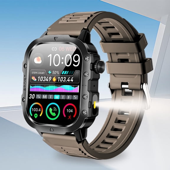 New Sports Smartwatch with LED Flashlight, 2.01-Inch HD Full-Touch Display, Call & Message Alerts, Inactivity Reminder, Sports Modes, Remote Camera