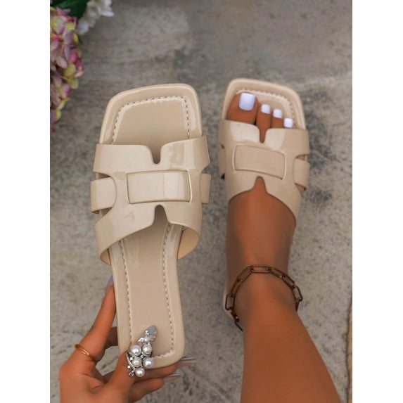 New Spring And Summer H-Shaped Slippers For Women Fashionable And Casual Style Suitable For Wearing Outdoors One Buckle Flat Sandals With Roman Style