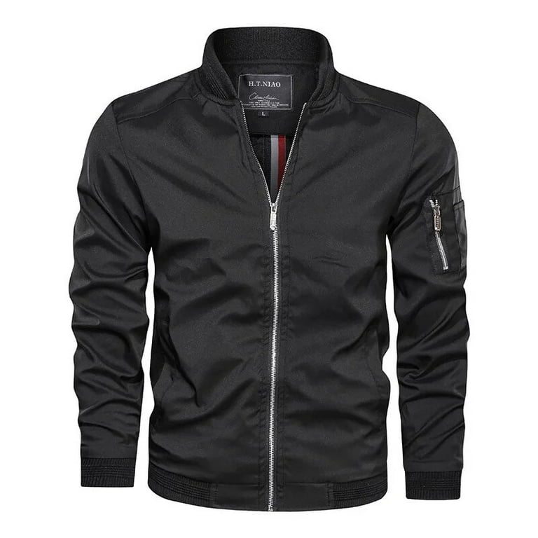 New British Fashion Stand Collar Leather Sleeve Baseball Men's Jacket New British Fashion Stand Collar Leather Sleeve Baseball Men's Jacket