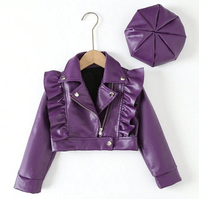 New Spring Autumn Leather Jacket For Girls Coat Fashion Waterproof Princess PU Outerwear And Cap 2Pcs 2 7 Years Old Kids Clothes Walmart