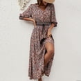 thumbnail image 1 of New Spring/Autumn Style Three-Quarter Sleeve Waist-cinching Bohemian Dress, Vacation Style Beach Dress, 1 of 6