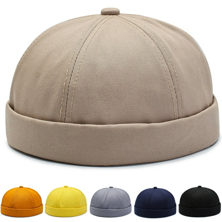 New Spring Brimless Hats Men Women Hip Hop Knitted Cap Casual Acrylic Solid  Pumpkin Portable Melon Hats