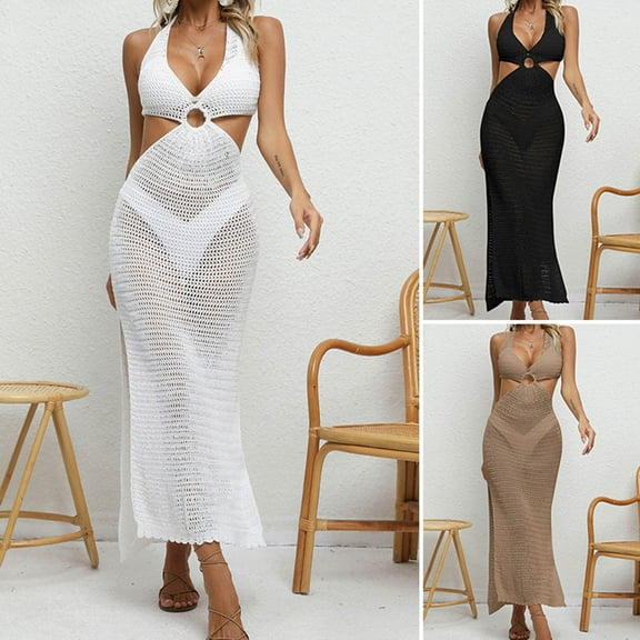 New Spring Fashion AXXD Black Swimsuit Cover Up Women Bathing Suit Hollow Out Sheer Crochet Cover Ups Bikini Swimsuit Beach Loose Frenulum Coverup Dress