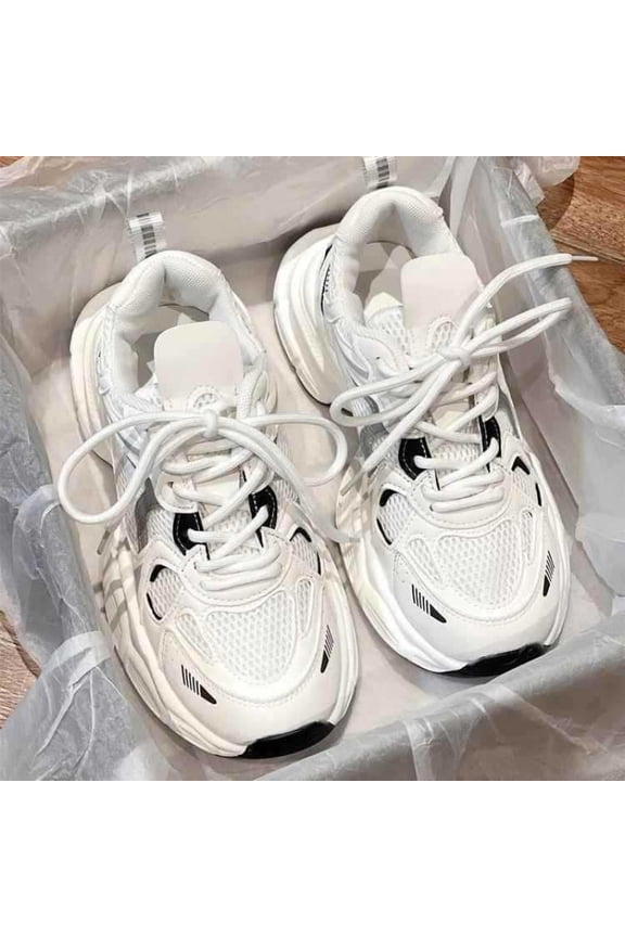 New Spring And Summer Collection of Trendy White Shoes, Featuring a Retro Japanese Style, Comfortable Design, And Versatile Dad Sneakers Suitable for Casual Sports., Women Shoes