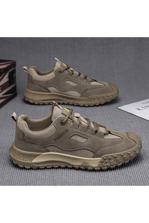 New Spring SummerMen's Thick-Sole Sneakers Casual Attire - Lace-Up Footwear Suitable for Men with Cushioned Insole & PVC Outsole - Low-Top /Fabric Upper Round Toe - -Terrain Comfortable Casual for Gy