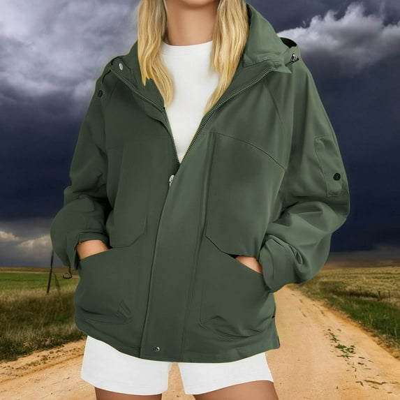 New Spring and Autumn Thickening Waterproof Jacket Autumn Casual Windbreaker Hooded Outdoor Twopieces Sets in,Army Green XXXL
