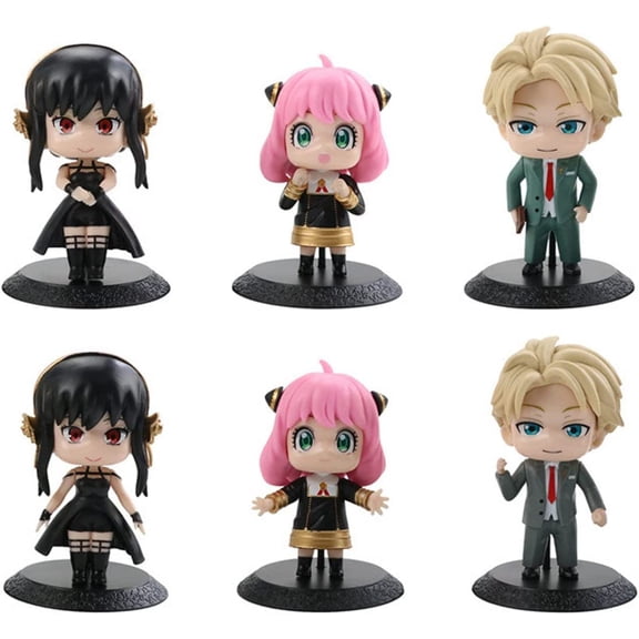 New Spy X Family, 6 Piece Anime Spy X Family Statue, 10CM/3.9INCH Q Version Yor Forger/Anya Forger/loid Forger Collectible