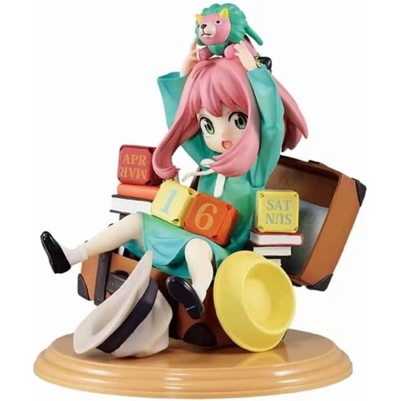 New Spy x Family Anya Forger Anime Figurine, 16cm/6.3inch Anya Character Figurine PVC Statue Collections Decorations Gift (Green)