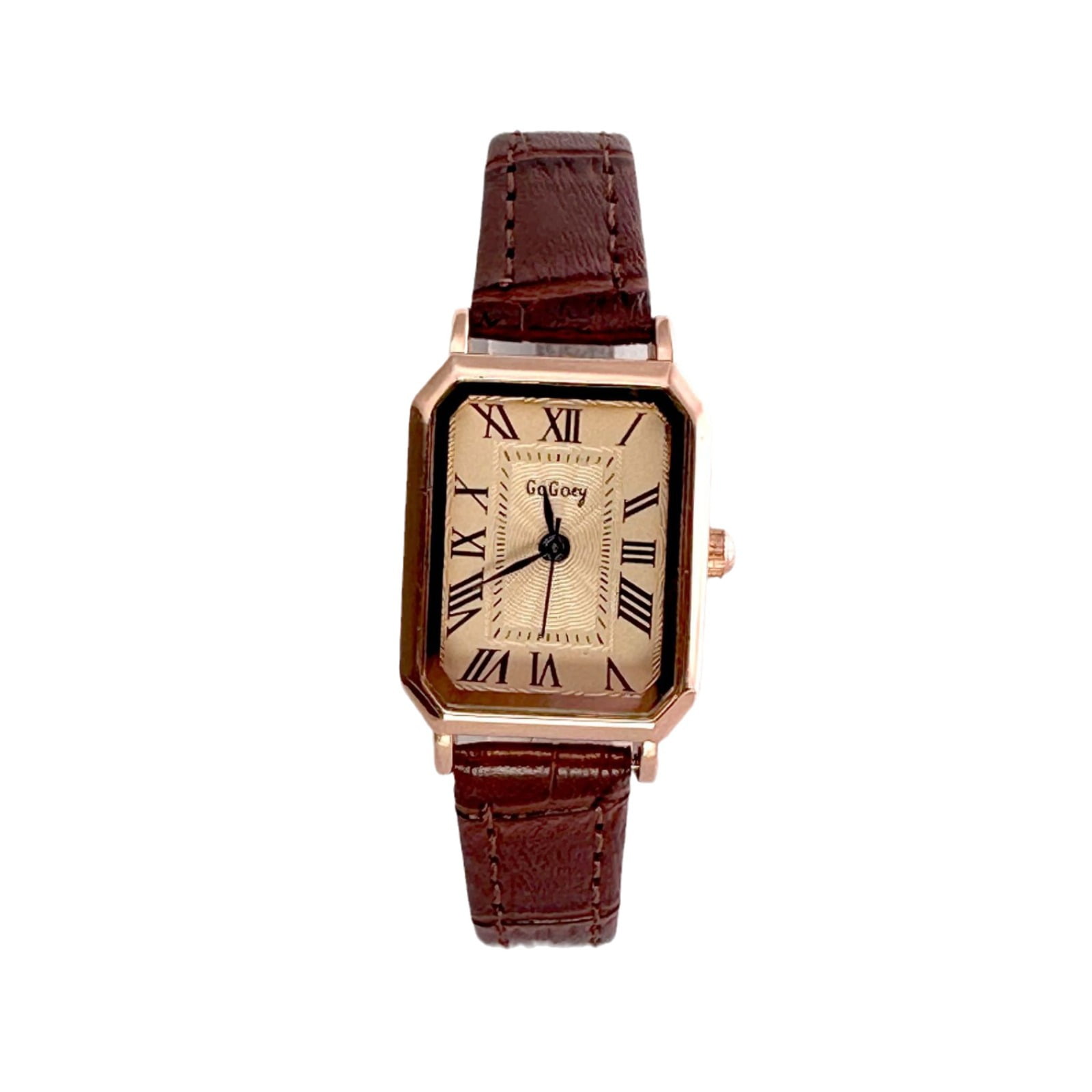 Small Square Leather Strap Watch Roman Numerals Quartz Movement Dainty Womens Mens Casual Roman Numberals Square Dial Leather Band  main image 2