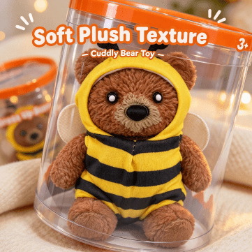 New Squeeezy Dress Up Bear, Soft Plush Bear Fidget Toy, Cute Stuffed Animal Squeeze Toy, Dressable Bear Gift for Kids, Stress Relief Plush Play Toy, Birthday Holiday Party Favor Gift