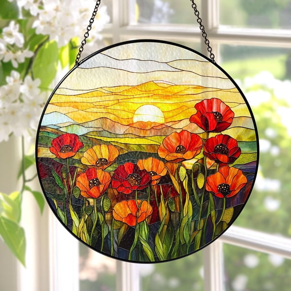 New Stained Glass Birth Flower With Name Suncatcher Mother's Day Gift For Mom, Grandmas Garden Birth Month Flower Window Decor, Memorial Gift