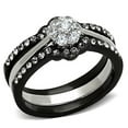 thumbnail image 1 of New Stainless Steel Black AAA CZ Cluster 3-Piece Wedding Ring Set Size 7, 1 of 4