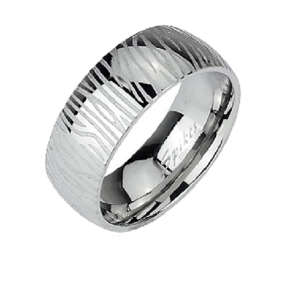 New Stainless Steel Couples Engraved Zebra Design Band Ring - Size 9