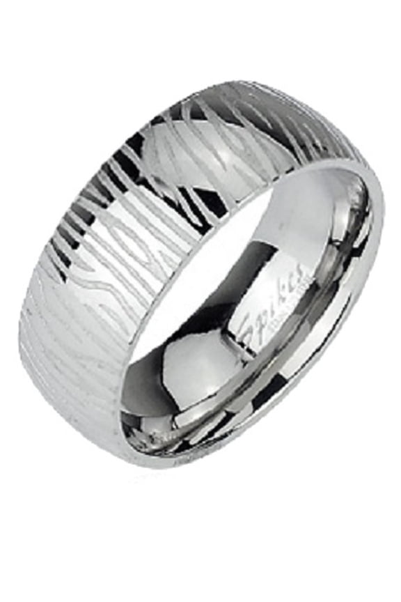 New Stainless Steel Couples Engraved Zebra Design Band Ring - Size 9