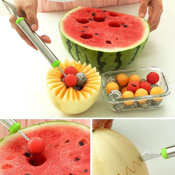 New Stainless Steel Fruit Melon Ice Cream Scoop Spoon Melon Baller Carving Cutter