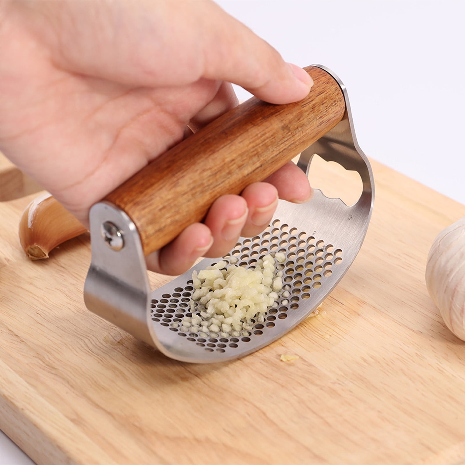 New Stainless Steel Garlic Presser Garlic Press Rocker Garlic Mincer Garlic Crusher With Peeler