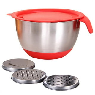 AVACRAFT 18/10 Stainless Steel Mixing Bowls with Lids, Non Slip Silicone Base Bowls with Handle, Mixing Bowl Set with Pour Spouts & Measurement