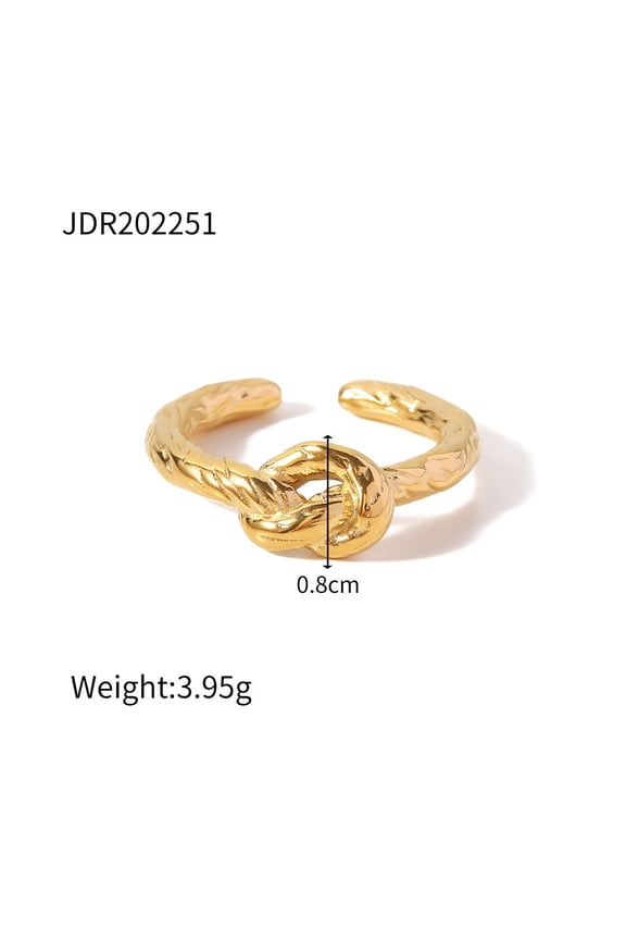 New Stainless Steel Twist Fried Dough Twists Knot Opening Ring Simple Female