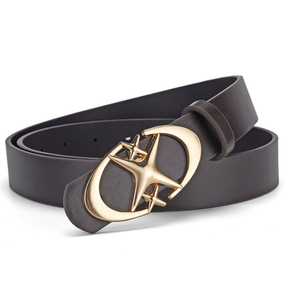 New Star Buckle Unisex Men's and Women's Belt Retro Gothic Leather Belt for Young Men's Pants Trendy Design
