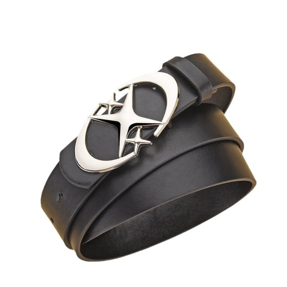 New Star Buckle Unisex Men's and Women's Belt Retro Gothic Leather Belt for Young Men's Pants Trendy Design
