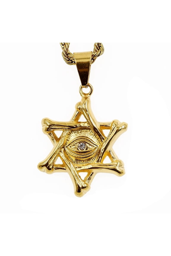 New Star of David Egyptian and Eye of Horus 14K Yellow Gold Pendant Necklace Gold Color African Jewelry