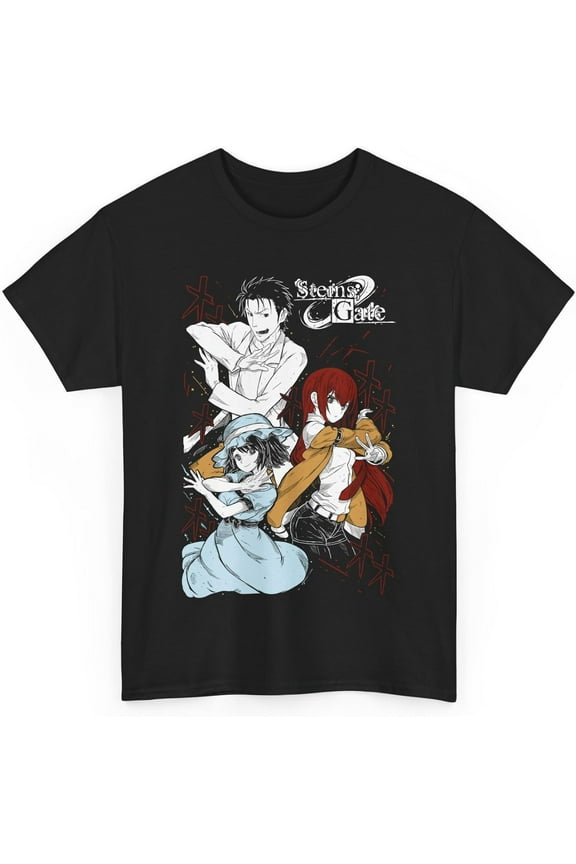 New Steins Gate Anime T-Shirt Merch Casual Short Sleeved T Shirt Unisex Tee