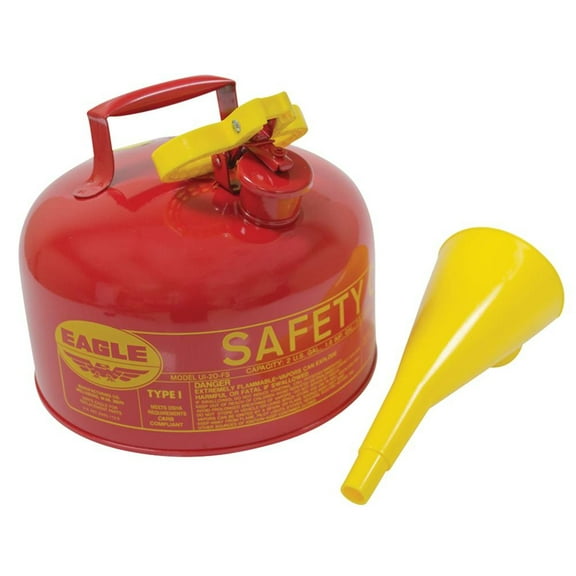 Stens 765-184 Red Metal Safety Fuel Can, 2 gal with funnel, 24-gauge hot dipped galvanized steel