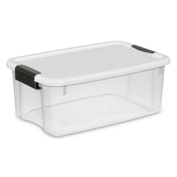 New Sterilite 18 Quart Ultra Latch Storage Box w/White Lid & See-Through Base
