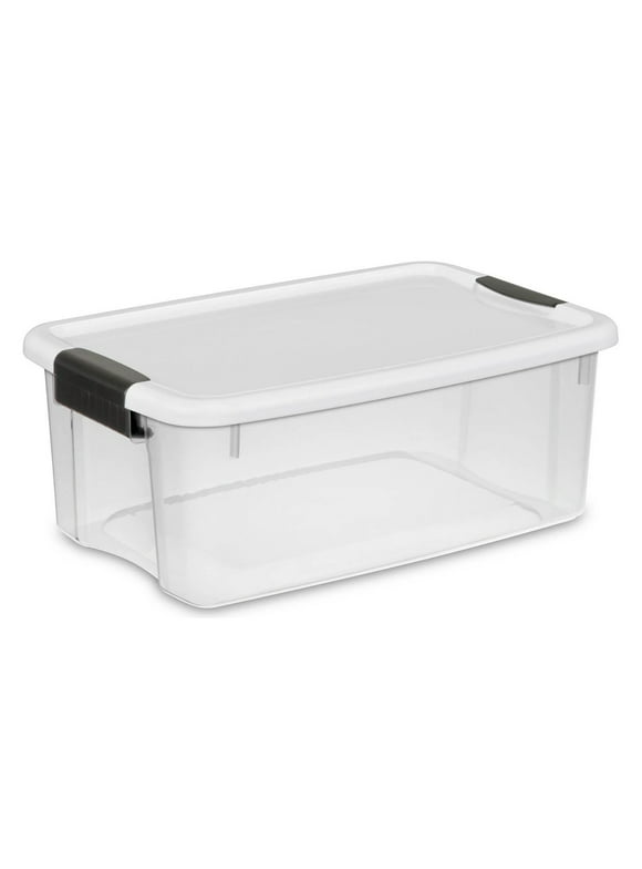 New Sterilite 18 Quart Ultra Latch Storage Box w/White Lid & See-Through Base