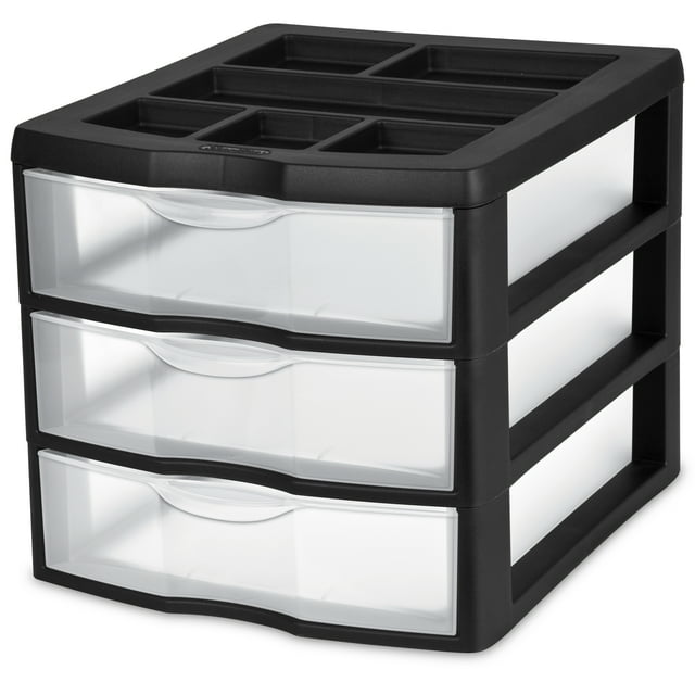 New Sterilite 20439002 Medium Compact Countertop 3 Drawer Desktop