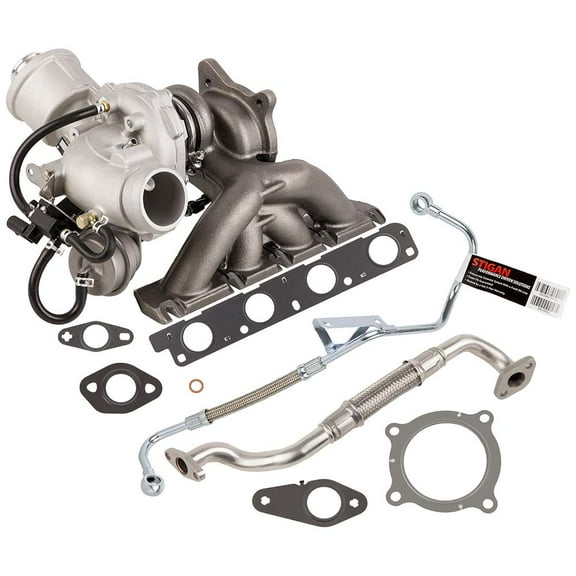 New Stigan Turbo Kit With Turbocharger Gaskets & Oil Line For Audi A4 2.0T 2005 2006 2007 2008 2009 w/ Engine Code BWT