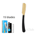 thumbnail image 1 of New Straight Handle Razor Japanese Manual Shaver Silica Gel Handle Men's Beard Trimmer Secure Feather Shaving Blade Holder Y0630 (Gold--15blue blade), 1 of 7