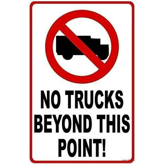 New Street Sign Warning Plaque Wall Decor No Trucks Beyond This Point Keep Large Vehicles Out of Community Sign Courtyard Decoration Office Sign Outdoor & Indoor Safety Aluminum Sign 8 X 12 Inch