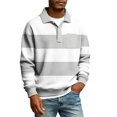 thumbnail image 1 of New Striped Graphic Polo Shirts For Men Fashion Spring Long Sleeve 3D Printed Golf Polo Shirts Casual Oversized Business Tops Comfortable Streetwear Light Gray XL, 1 of 3