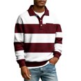 thumbnail image 1 of New Striped Graphic Polo Shirts For Men Fashion Spring Long Sleeve 3D Printed Golf Polo Shirts Casual Oversized Business Tops Comfortable Streetwear Wine L, 1 of 3