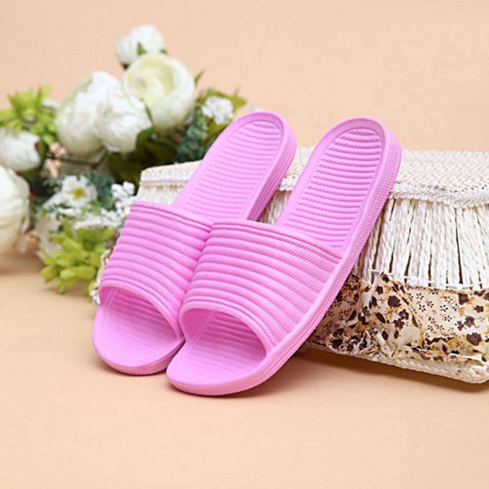 Women's Buckle Strap Flat Slippers Open Round Toe Non Slip - Temu