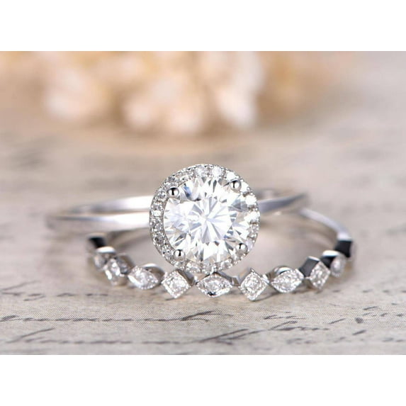 New Style 1.75 Carat Moissanite Diamond Wedding Set with 18k Gold Plating