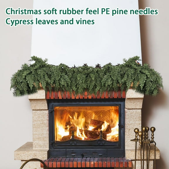 New Style Artificial Christmas Decoration Rattan With 5-Fork Cedar Branches, Soft-Touch Pe Pine Needle Simulation, 51.8M Long Home Festive Season Decor For Xmas Wreaths, Doorways,