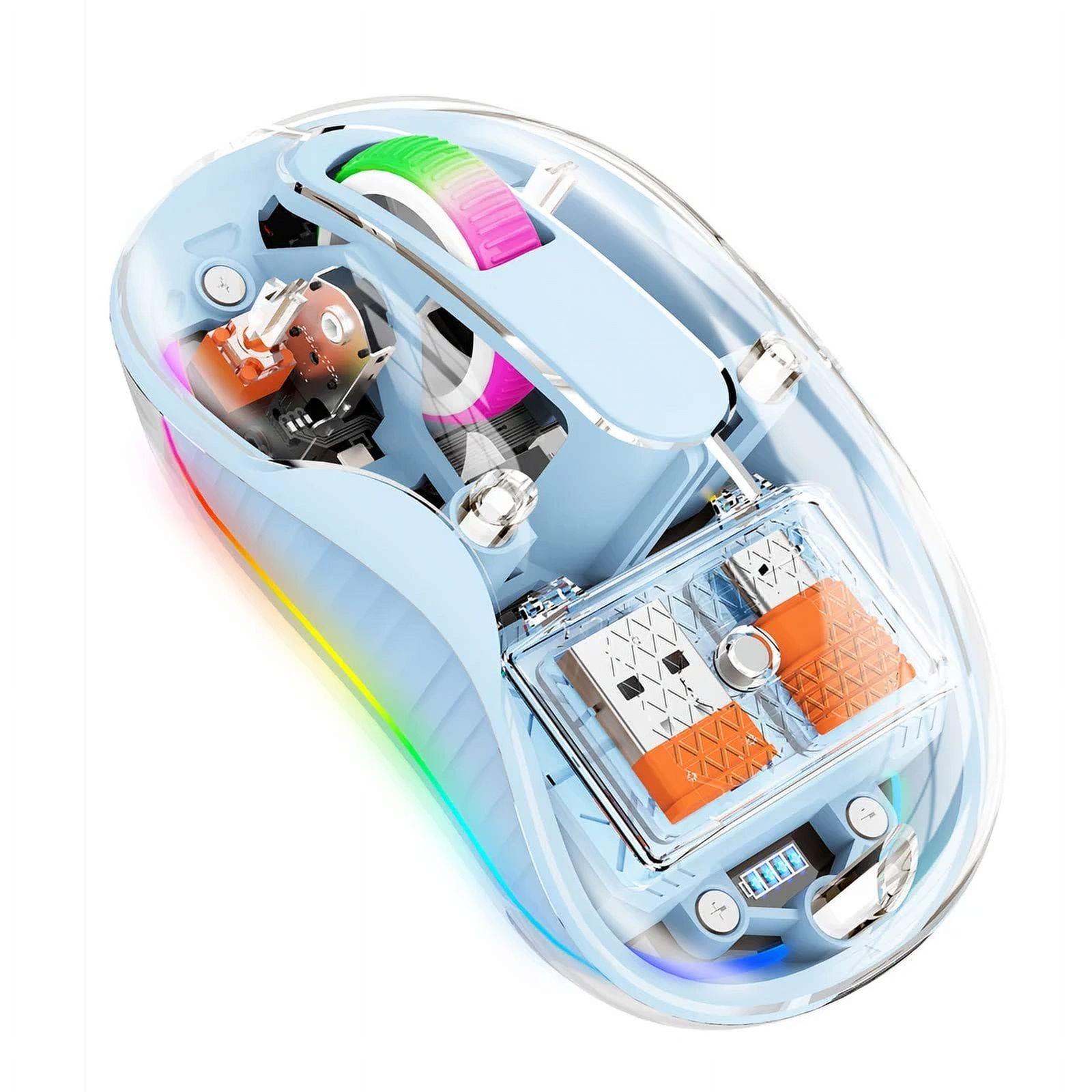 New Style Fully Transparent Mouse Bluetooth Wireless Tri-mode Mute Led Lamp Type-c Mice 2400dpi Intelligence Office Gift